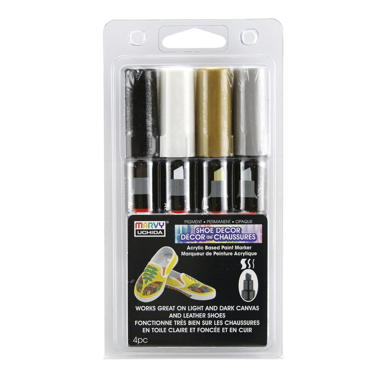 Uchida Shoe Decor Acrylic Paint Chisel Tip Markers 4/Pkg-Classic